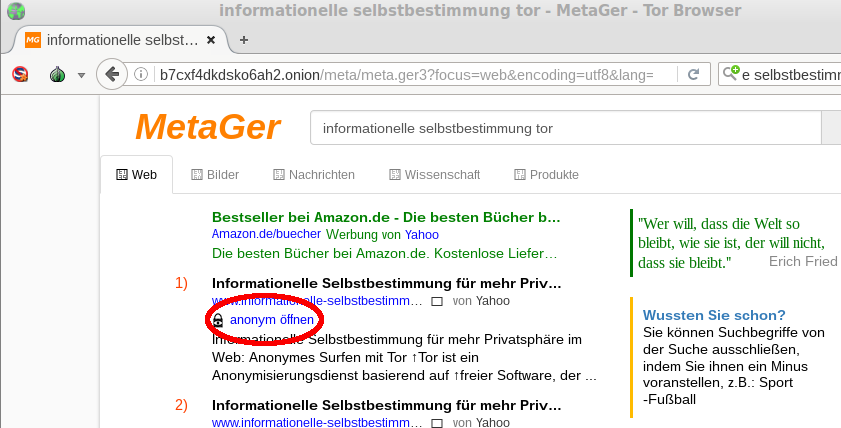 Proxy-Funktion von MetaGer gegen CloudFlare-Captchas